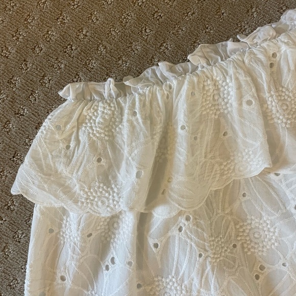 KAS New York Dulia White Floral Eyelet Lace One Shoulder Blouse, Sz S/M - Picture 5 of 14